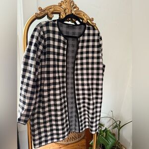 Talbots Black and White Plaid Cardigan